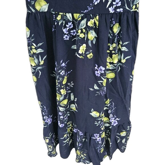 Time And Tru Plus Size Xxxl Tie Back Maxi Dress Fruit Bouquet Dark Navy New - Picture 3 of 9